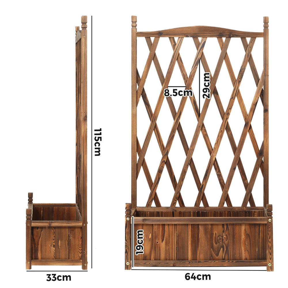 Wooden Raised Garden Bed with Trellis 64x28.5x115cm