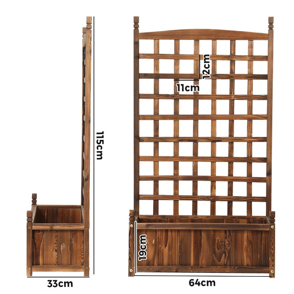 Wooden Garden Bed with Trellis 64x28.5x115cm