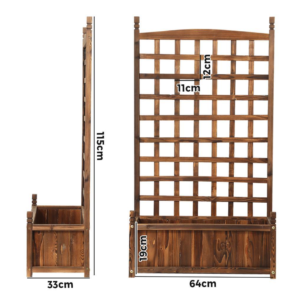 2pc Wooden Garden Bed with Trellis 64x28.5x115cm