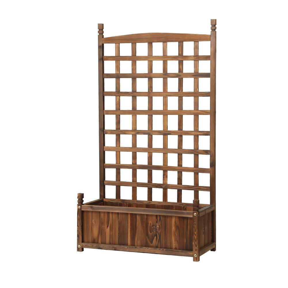 Wooden Garden Bed with Trellis 64x28.5x115cm