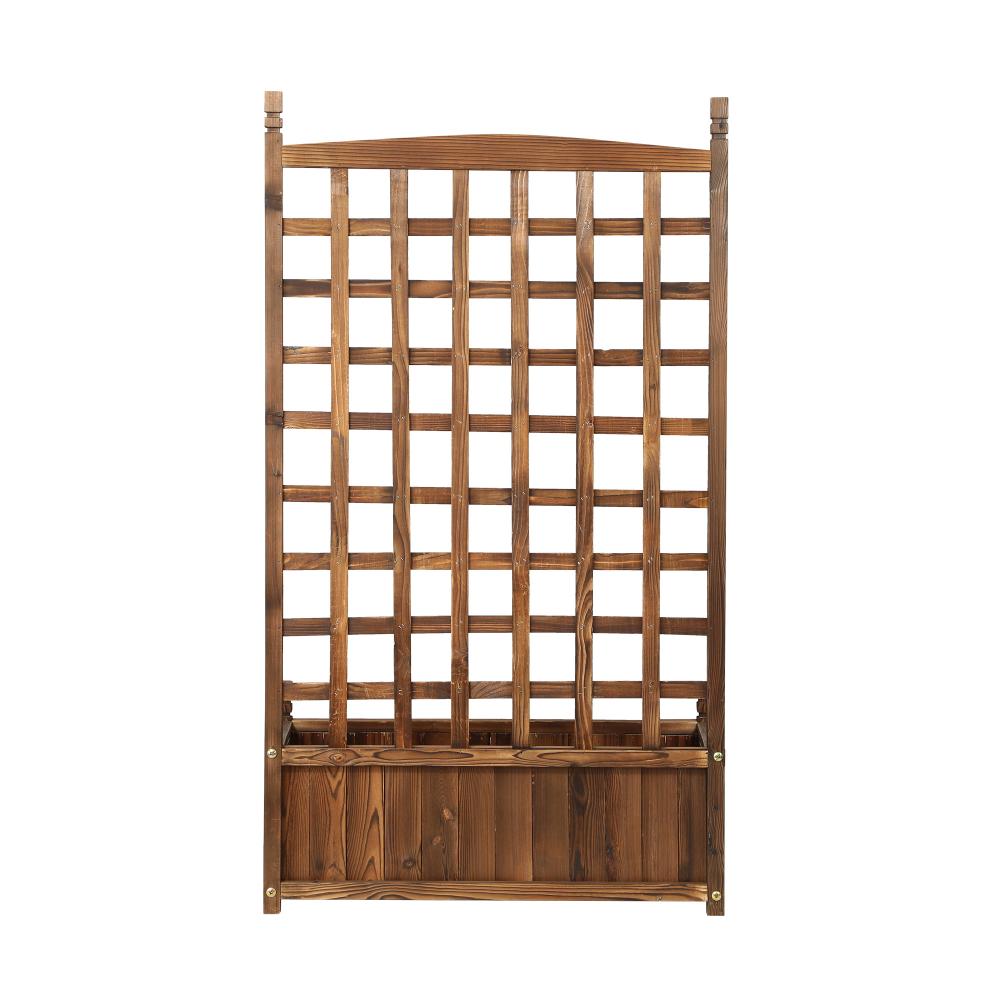 Wooden Garden Bed with Trellis 64x28.5x115cm