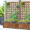 2 Pack Wooden Raised Garden Beds with Trellis Fir Wood Planters Charcoal