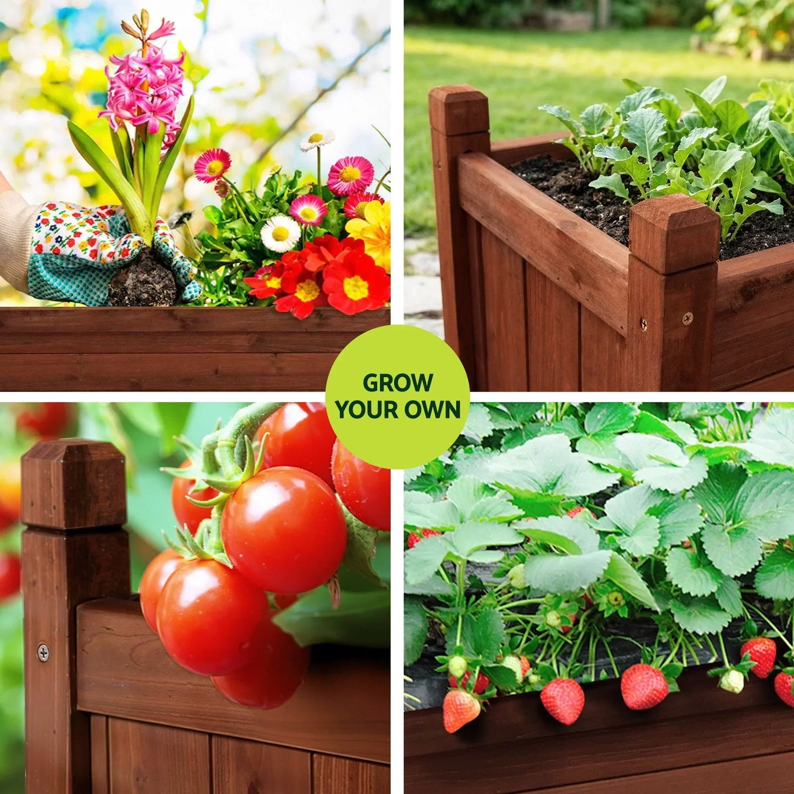 Garden Bed Wooden Planter Box Raised Container Growing 90x30x33cm Brown