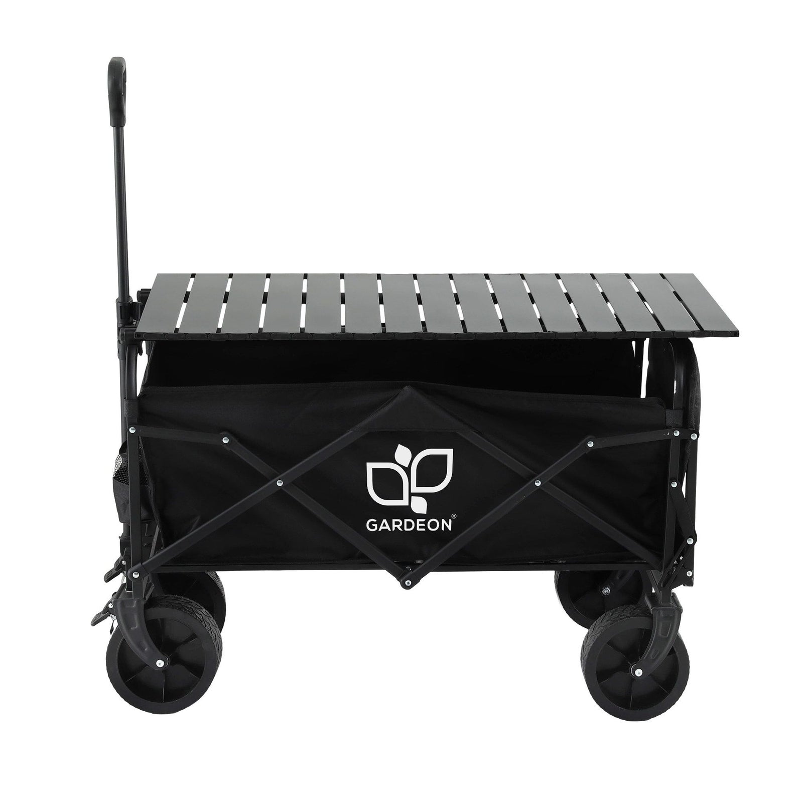 Folding Camping Wagon – 150L Heavy‑Duty Cart w/ Tailgate & Table, Black