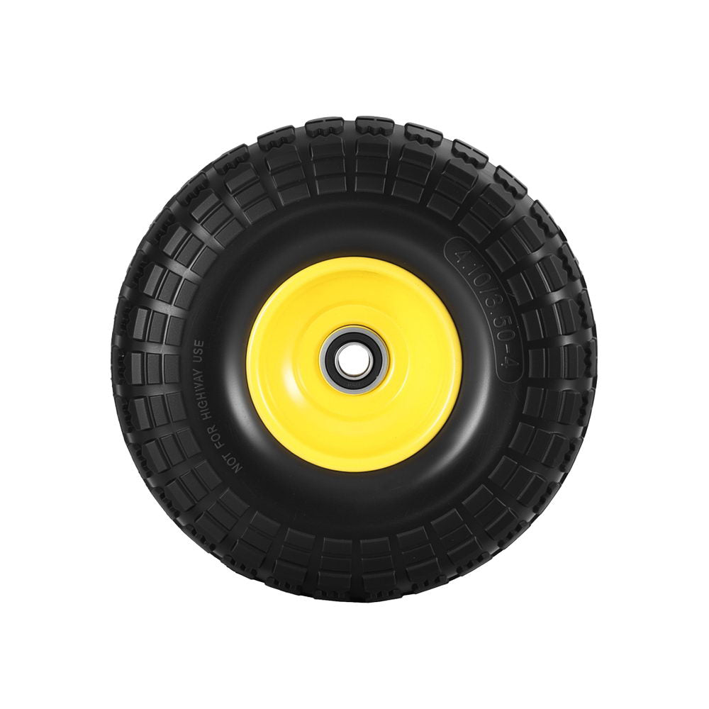 2pcs, 4.10/3.50-4 Tire And Wheel Flat Free, 26cm Solid Rubber Tires with 5/8 Axle Bore Hole And Double Sealed Bearings, Perfect for Wheelbarrow, Garden Cart, Wagon, Dolly