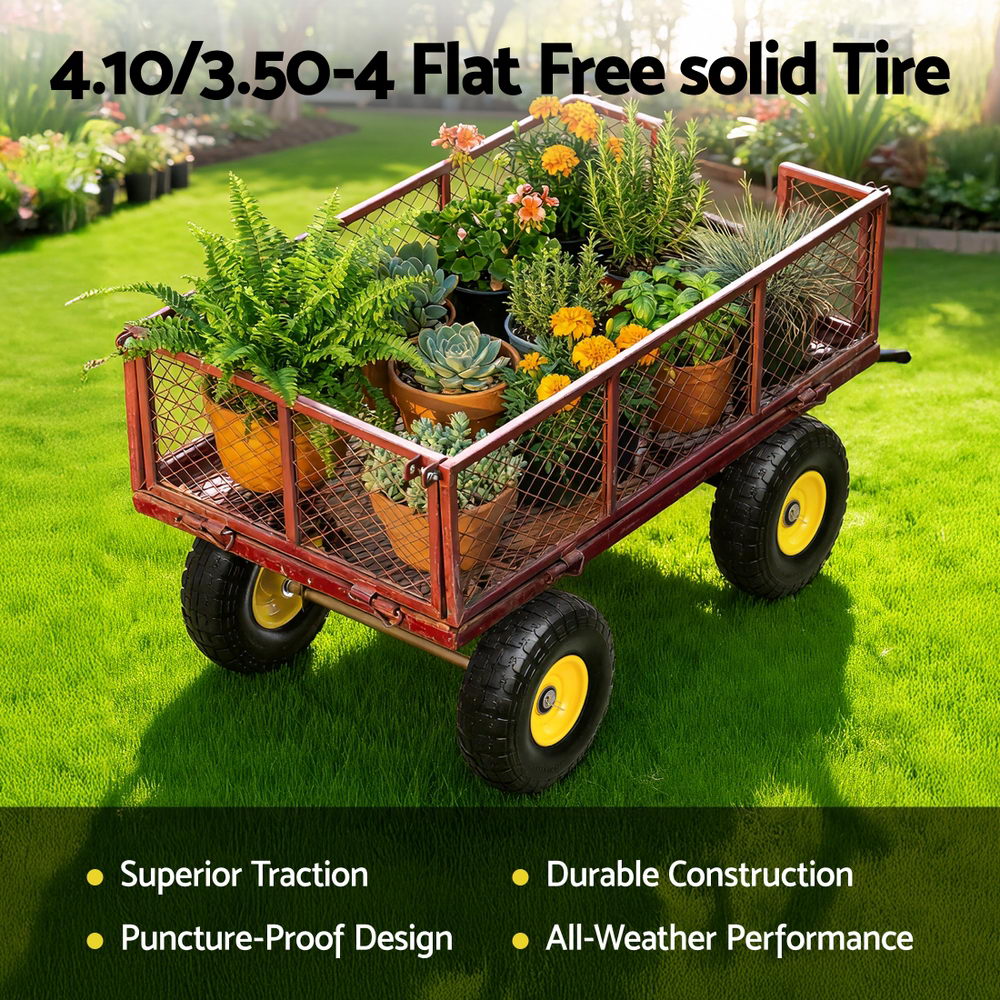 2pcs, 4.10/3.50-4 Tire And Wheel Flat Free, 26cm Solid Rubber Tires with 5/8 Axle Bore Hole And Double Sealed Bearings, Perfect for Wheelbarrow, Garden Cart, Wagon, Dolly
