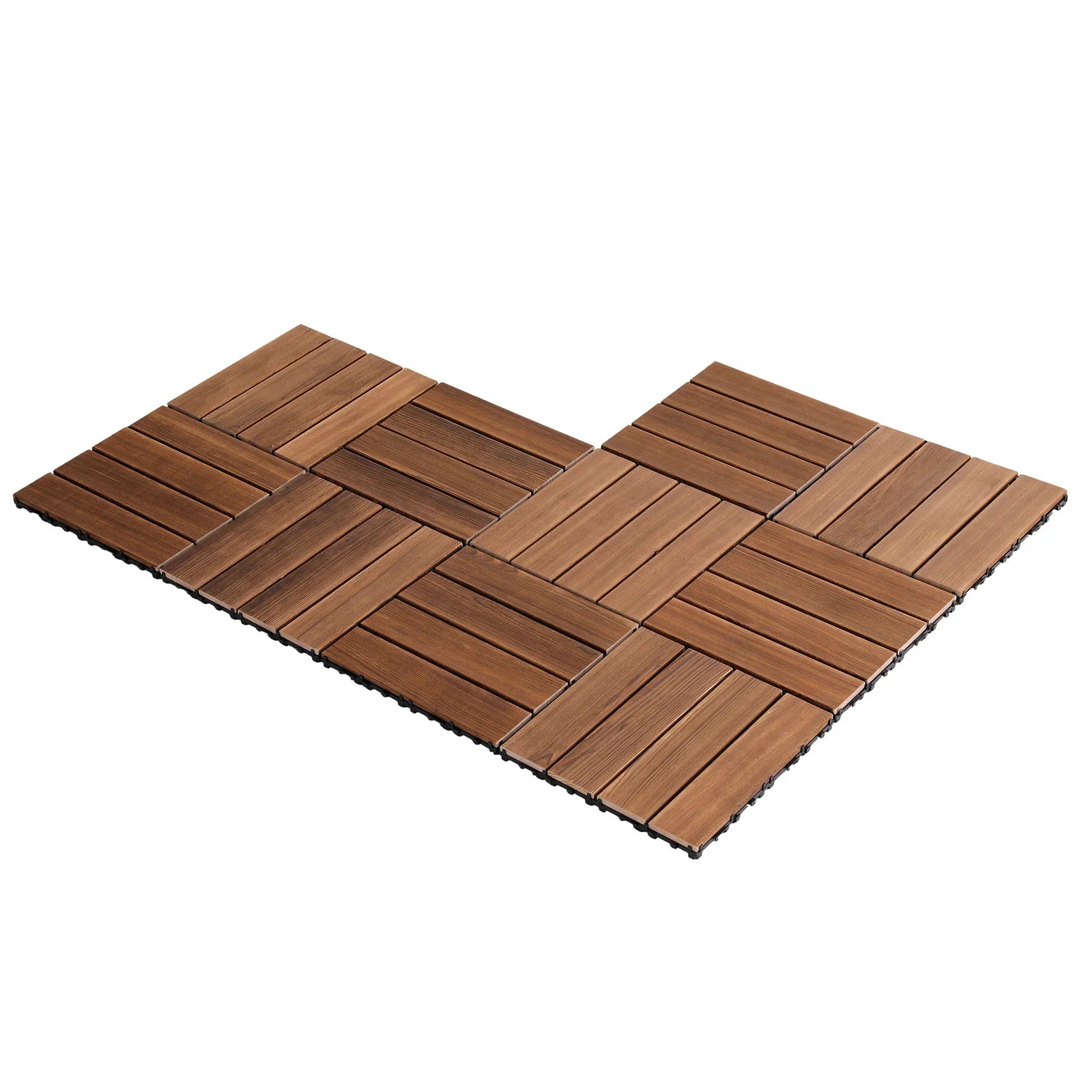 10PCS Wood Deck Tiles 30x30cm Interlocking Floor Tiles for Patio Balcony Garden