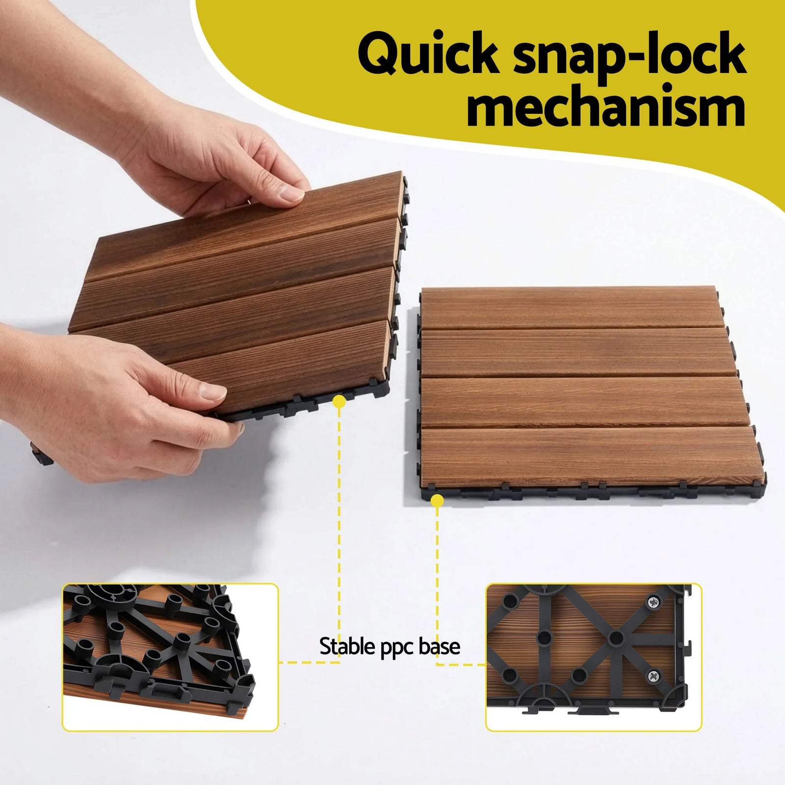 27PCS Wood Deck Tiles 30x30cm Interlocking Floor Tiles for Patio Balcony Garden