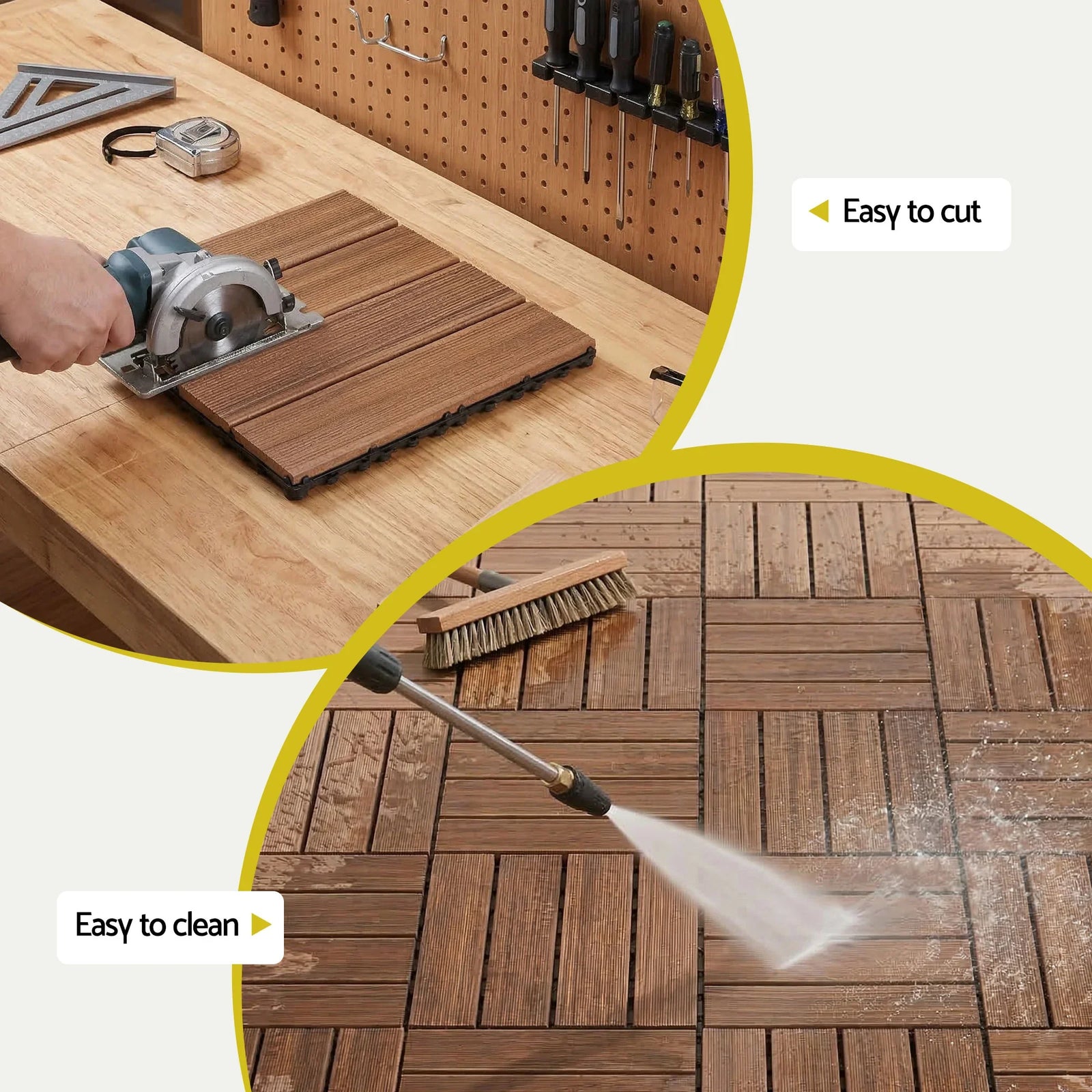 27PCS Wood Deck Tiles 30x30cm Interlocking Floor Tiles for Patio Balcony Garden