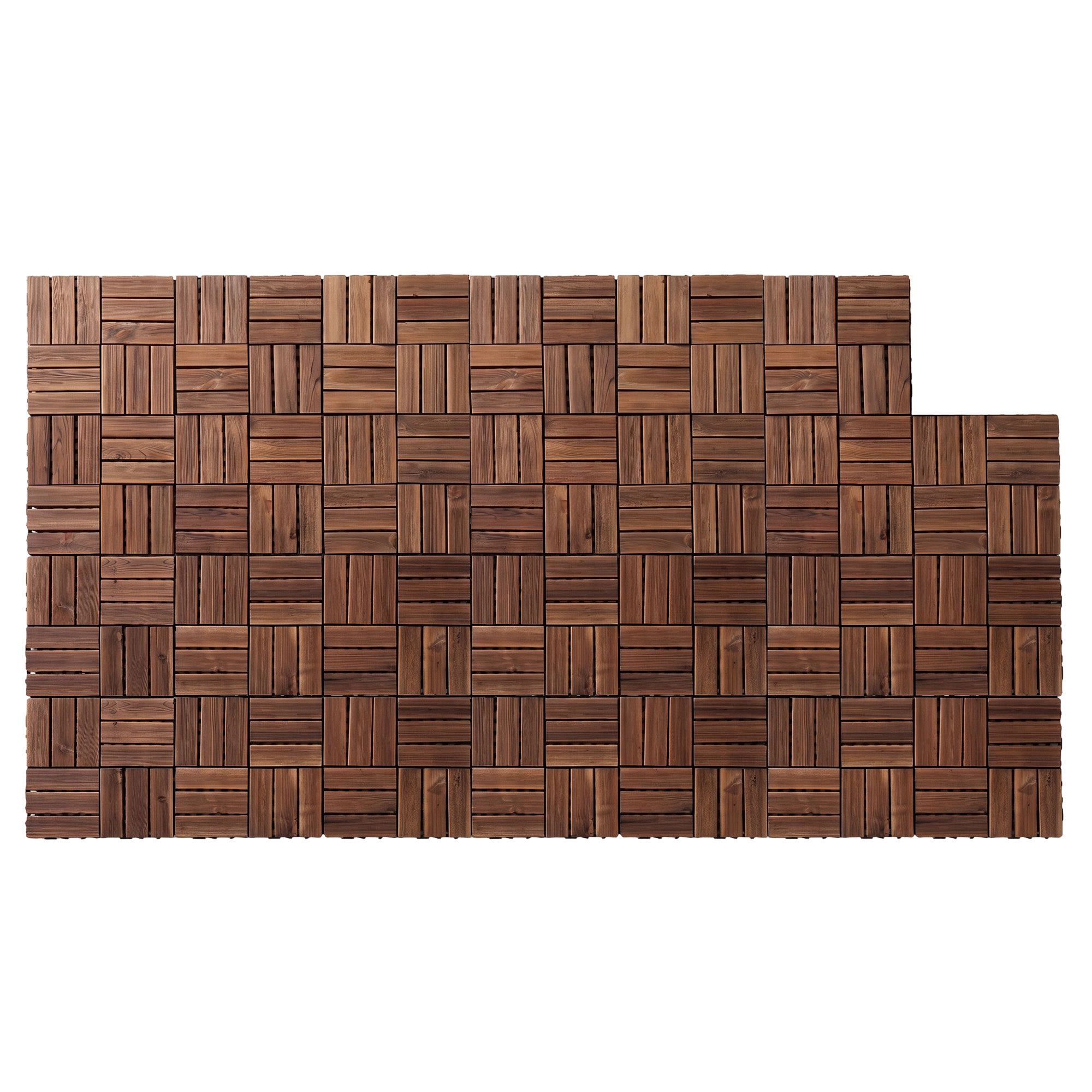 Gardeon 27pc Interlocking Wood Deck Tiles 30 x 30cm Pine Outdoor Flooring Brown