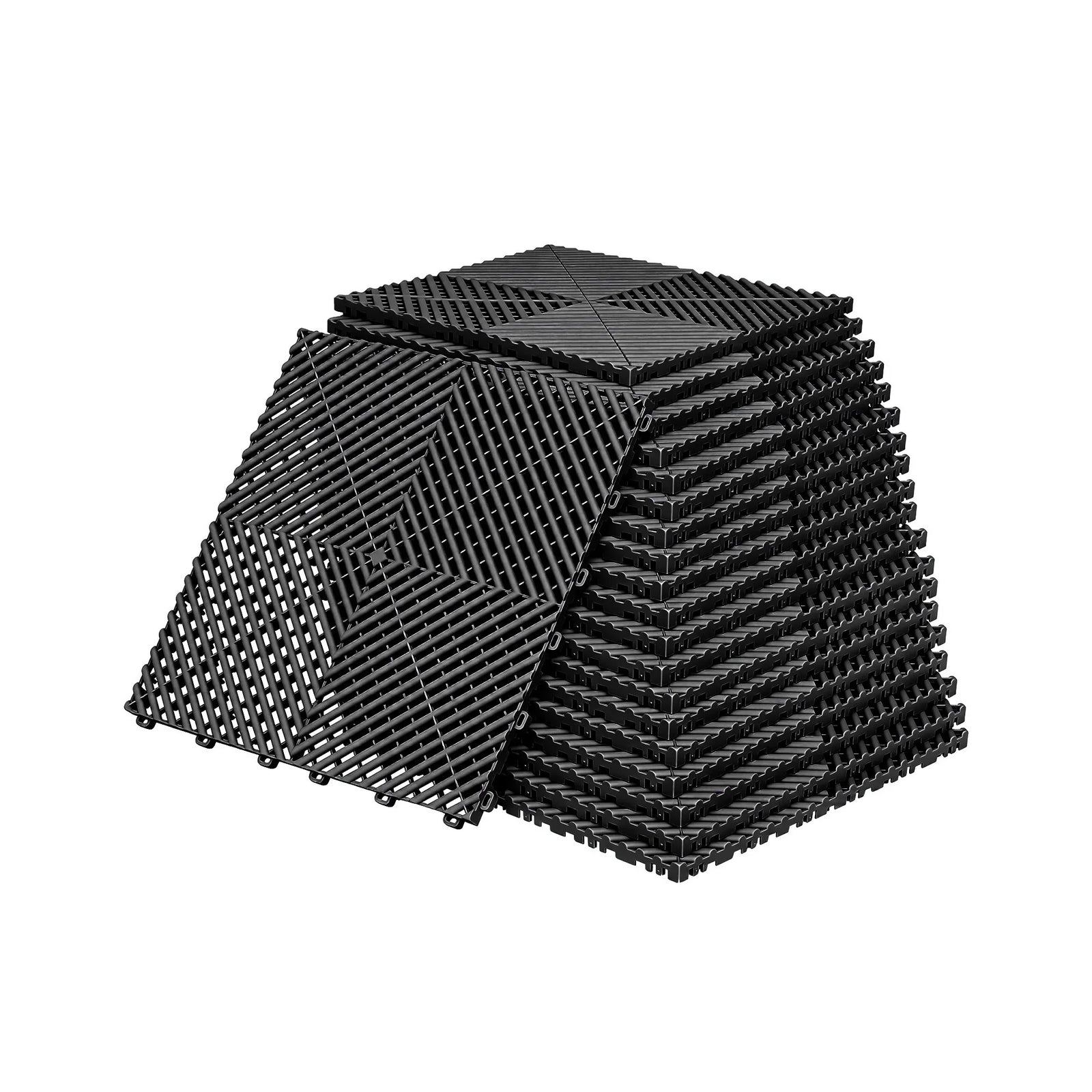 20 Interlocking Garage Floor Tiles with Self‑Draining Non‑Slip Heavy‑Duty Design Black