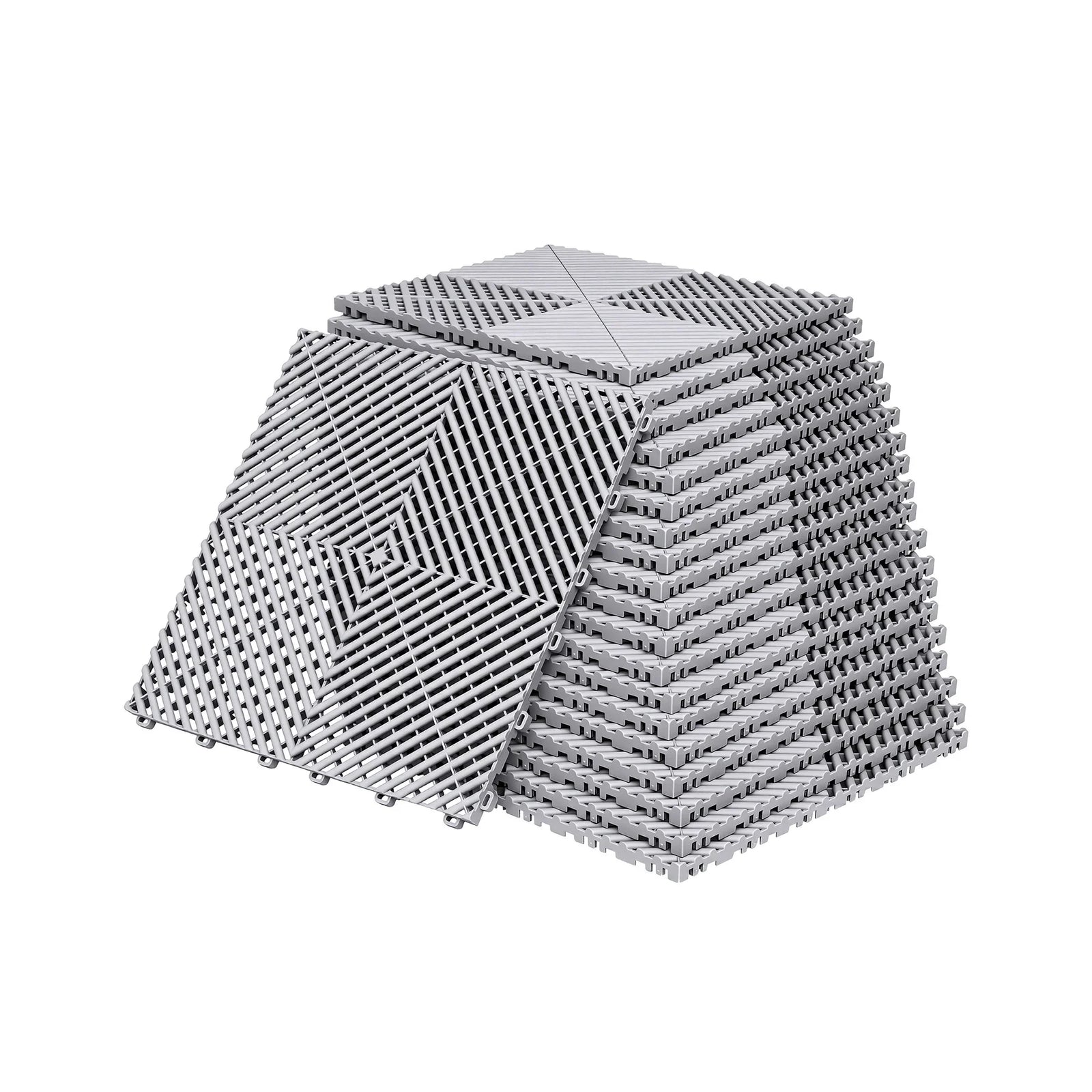 20 Interlocking Garage Floor Tiles with Self‑Draining Non‑Slip Heavy‑Duty Design Grey