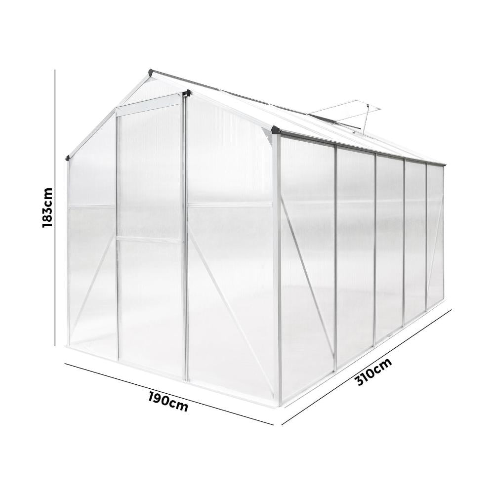 Aluminium Greenhouse Polycarbonate Panels 3.1x1.9x1.83M