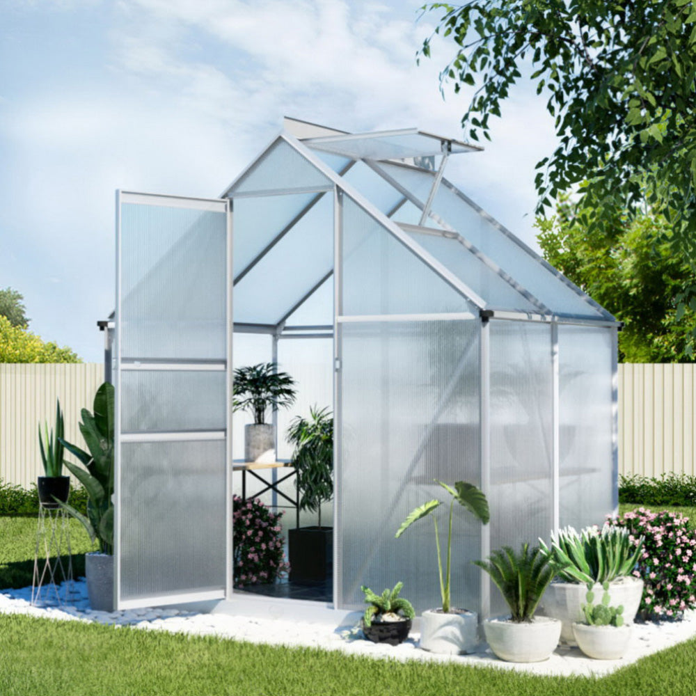 Green Fingers Greenhouse Aluminium Polycarbonate Premium Garden Storage Shed 1.3Mx1.9Mx2.0M