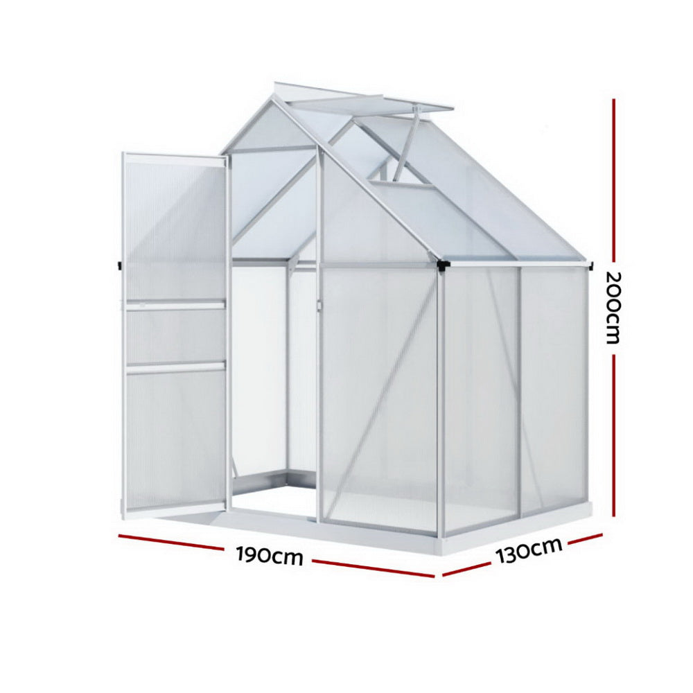 Green Fingers Greenhouse Aluminium Polycarbonate Premium Garden Storage Shed 3.1Mx1.9Mx2.0M