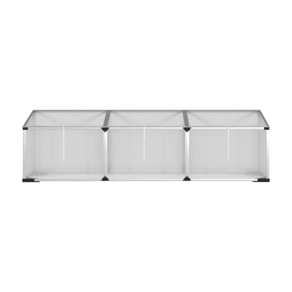 Aluminium Cold Frame Greenhouse, 180x50x50cm, Twin-Wall Polycarbonate, Silver