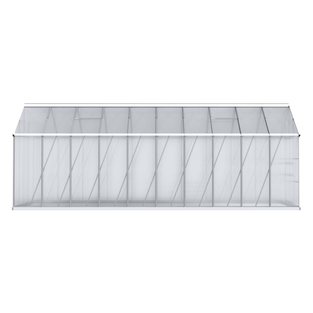 Aluminium Greenhouse 6.03x2.44x2.68m, Twin-Wall Polycarbonate, Double Doors