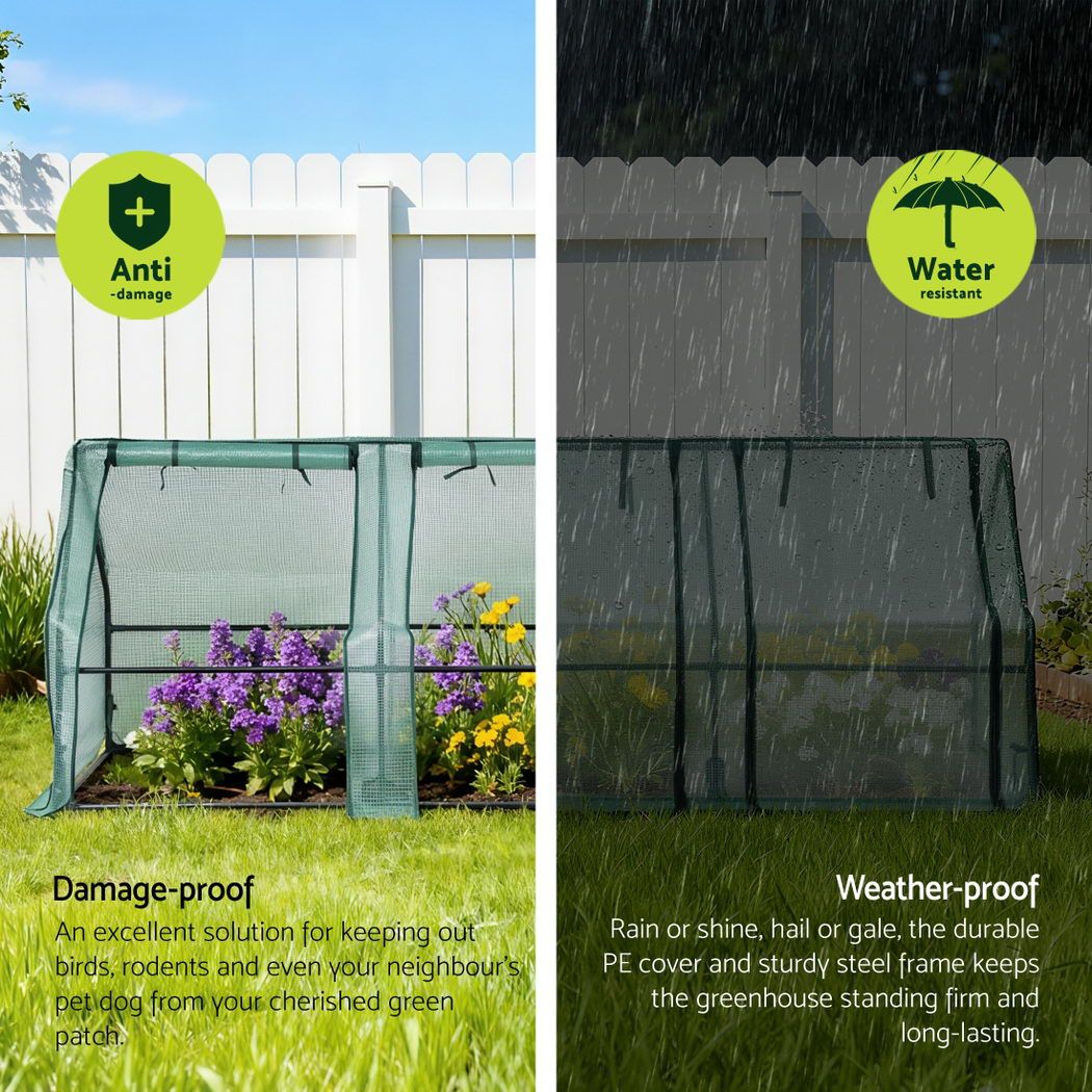 Mini Greenhouse 240x90x90cm Steel Frame PE Cover Outdoor Shelter
