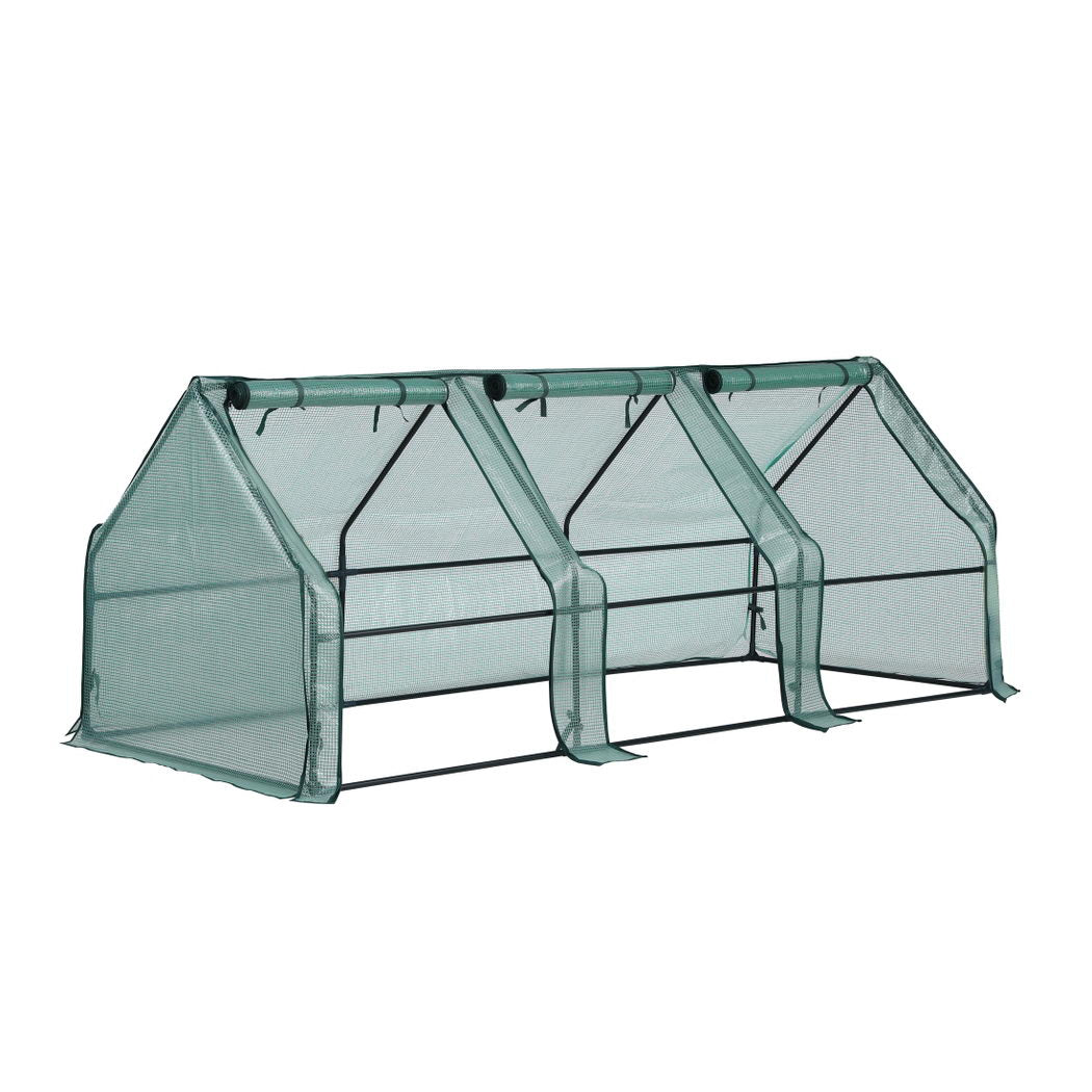 Mini Greenhouse 240x90x90cm Steel Frame PE Cover Outdoor Shelter