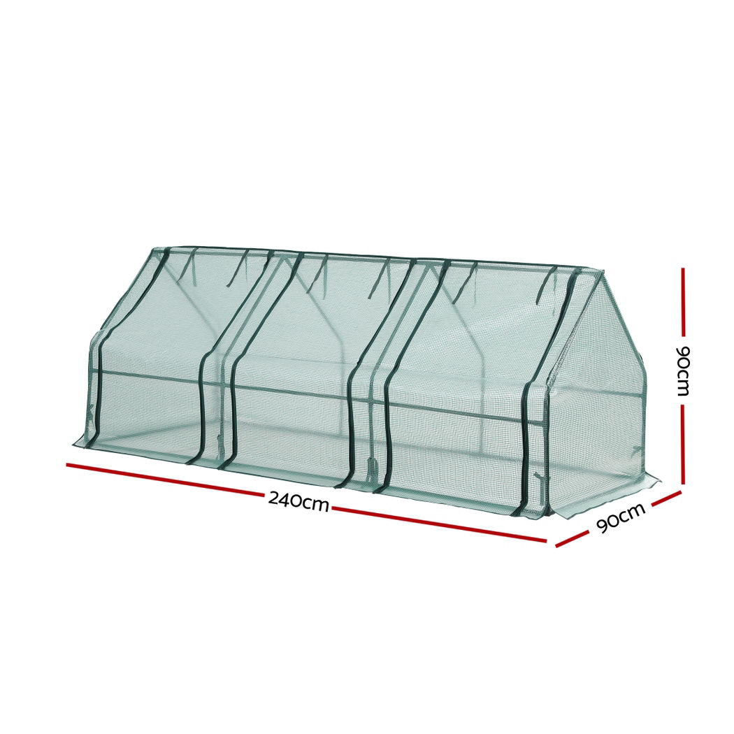 Mini Greenhouse 240x90x90cm Steel Frame PE Cover Outdoor Shelter