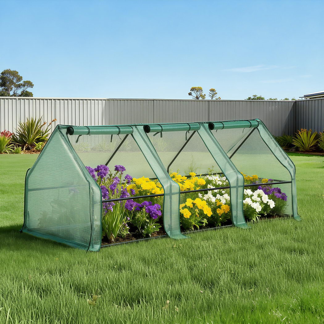 Mini Greenhouse 240x90x90cm Steel Frame PE Cover Outdoor Shelter
