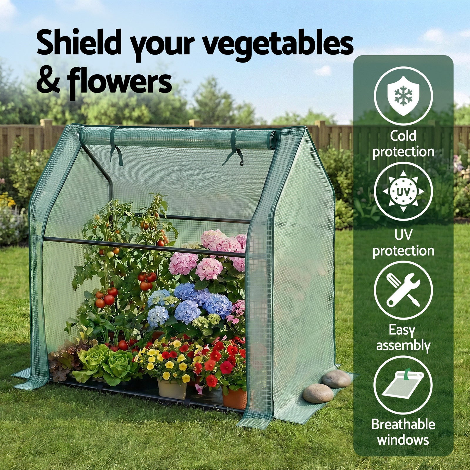 Green Fingers Mini Greenhouse 91x46x84cm Steel Frame PE Cover Outdoor Shelter