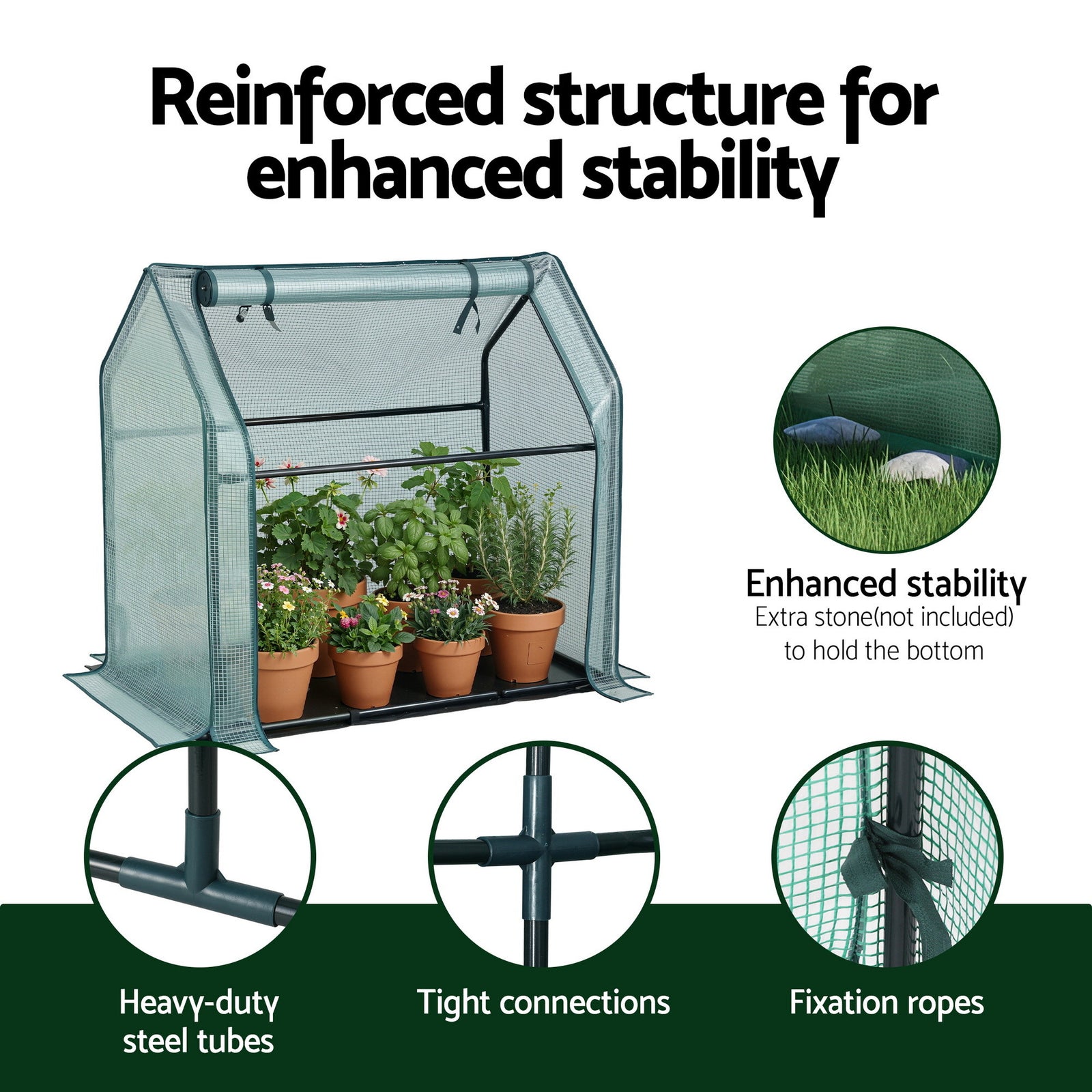 Green Fingers Mini Greenhouse 91x46x84cm Steel Frame PE Cover Outdoor Shelter