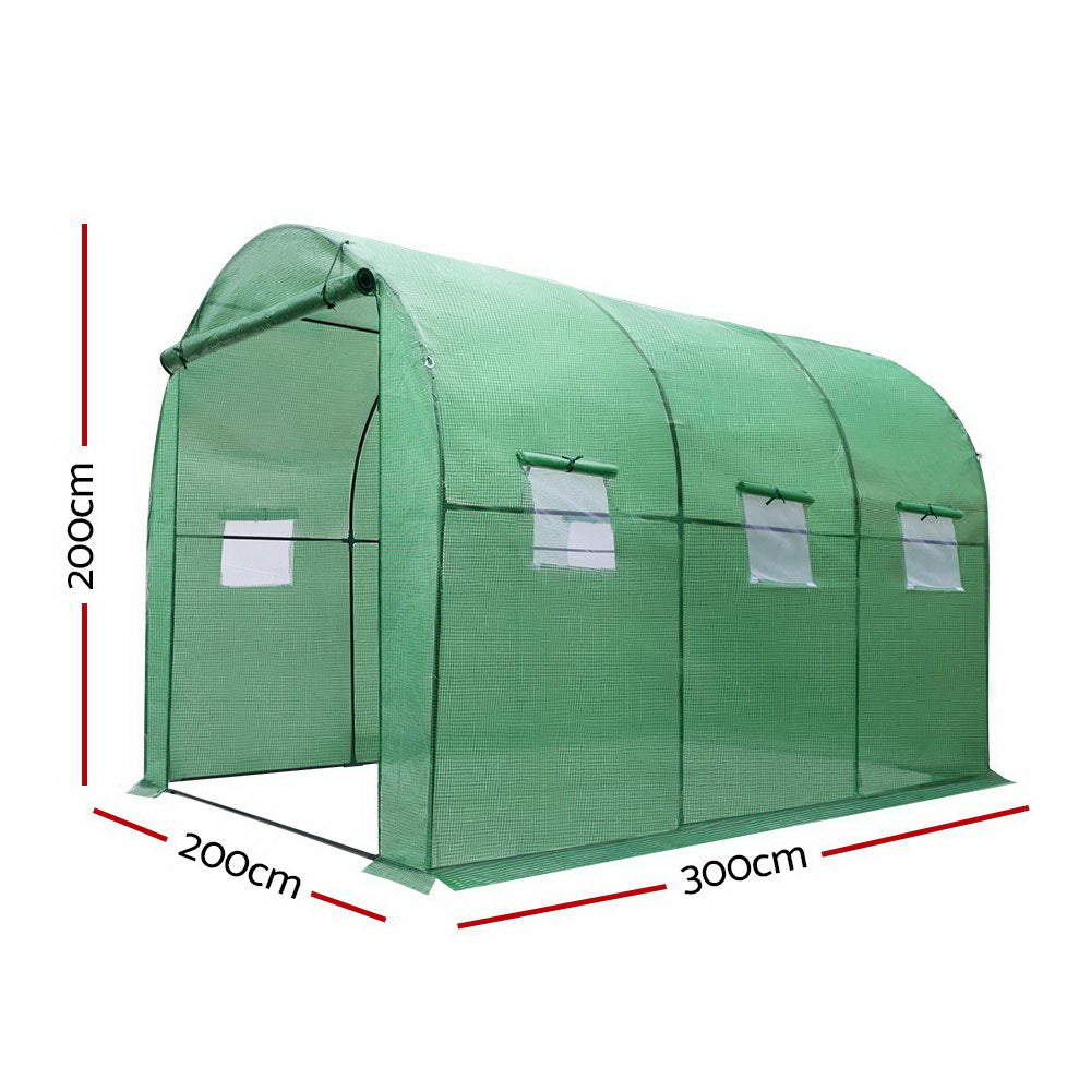 Greenhouse 3x2x2M Walk in Green House Tunnel Plant Garden Shed Dome