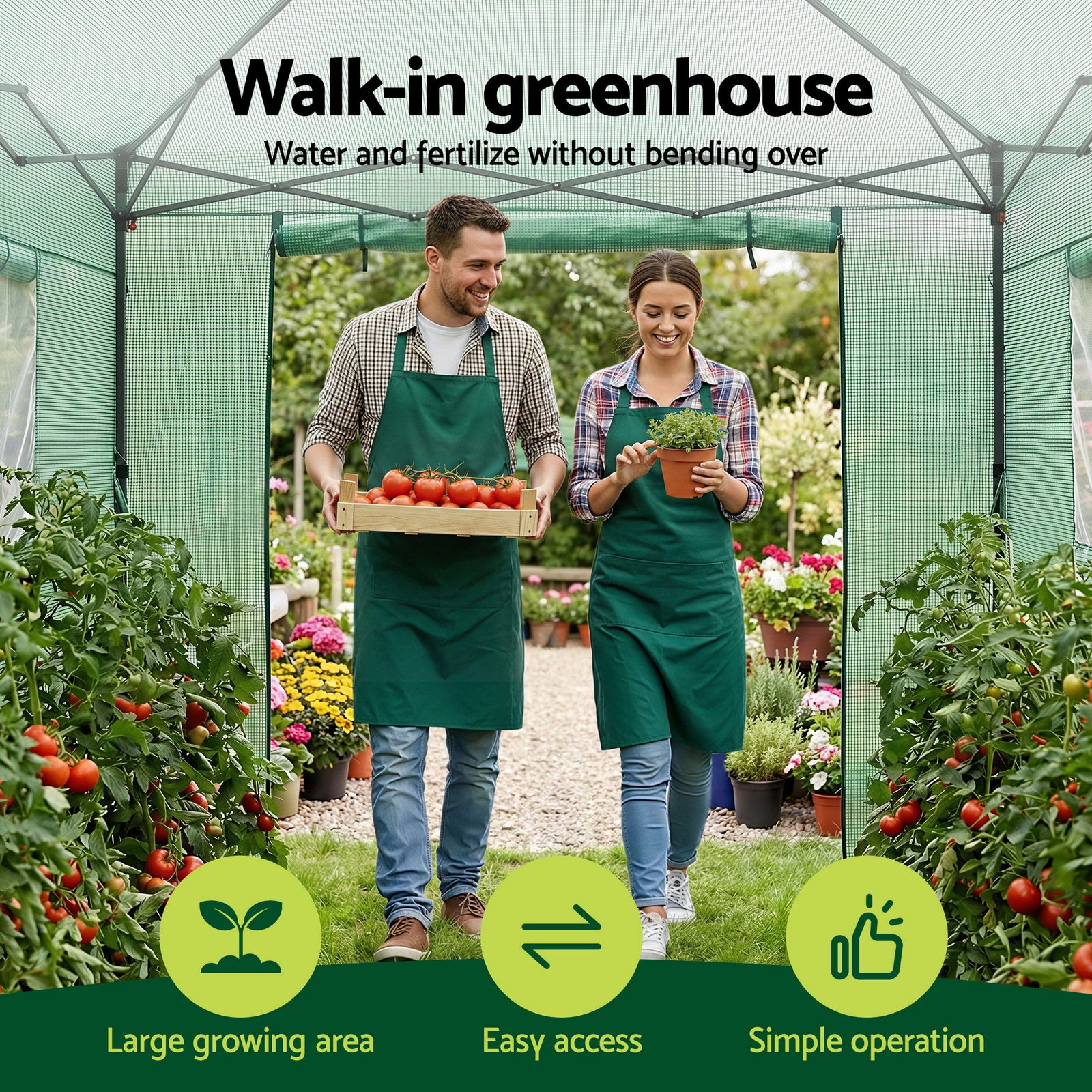 Green Fingers Greenhouse 180x240x240cm Steel Frame PE Cover Outdoor Shelter