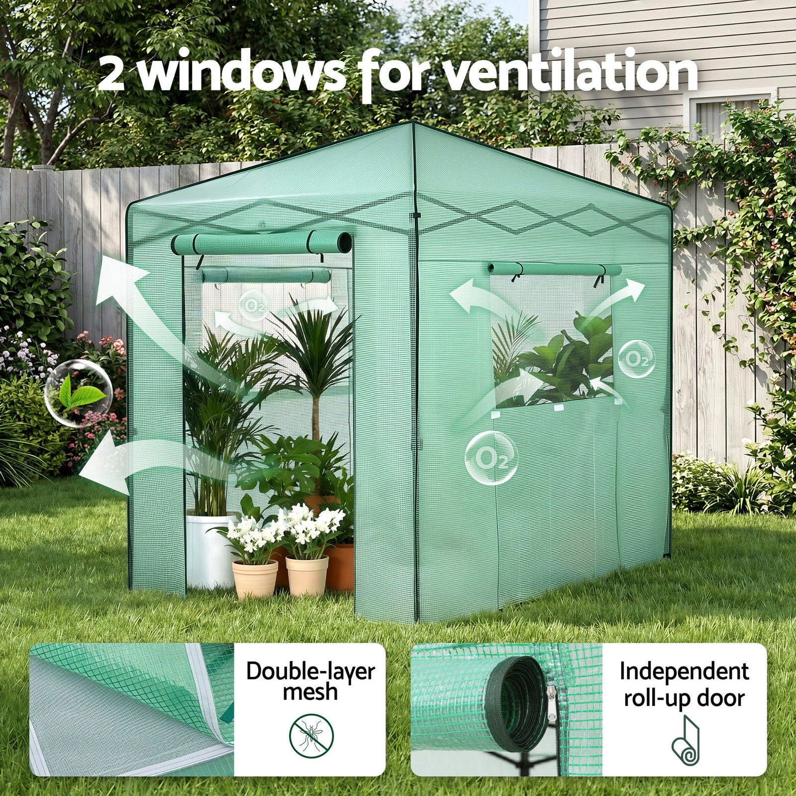 Green Fingers Greenhouse 180x240x240cm Steel Frame PE Cover Outdoor Shelter