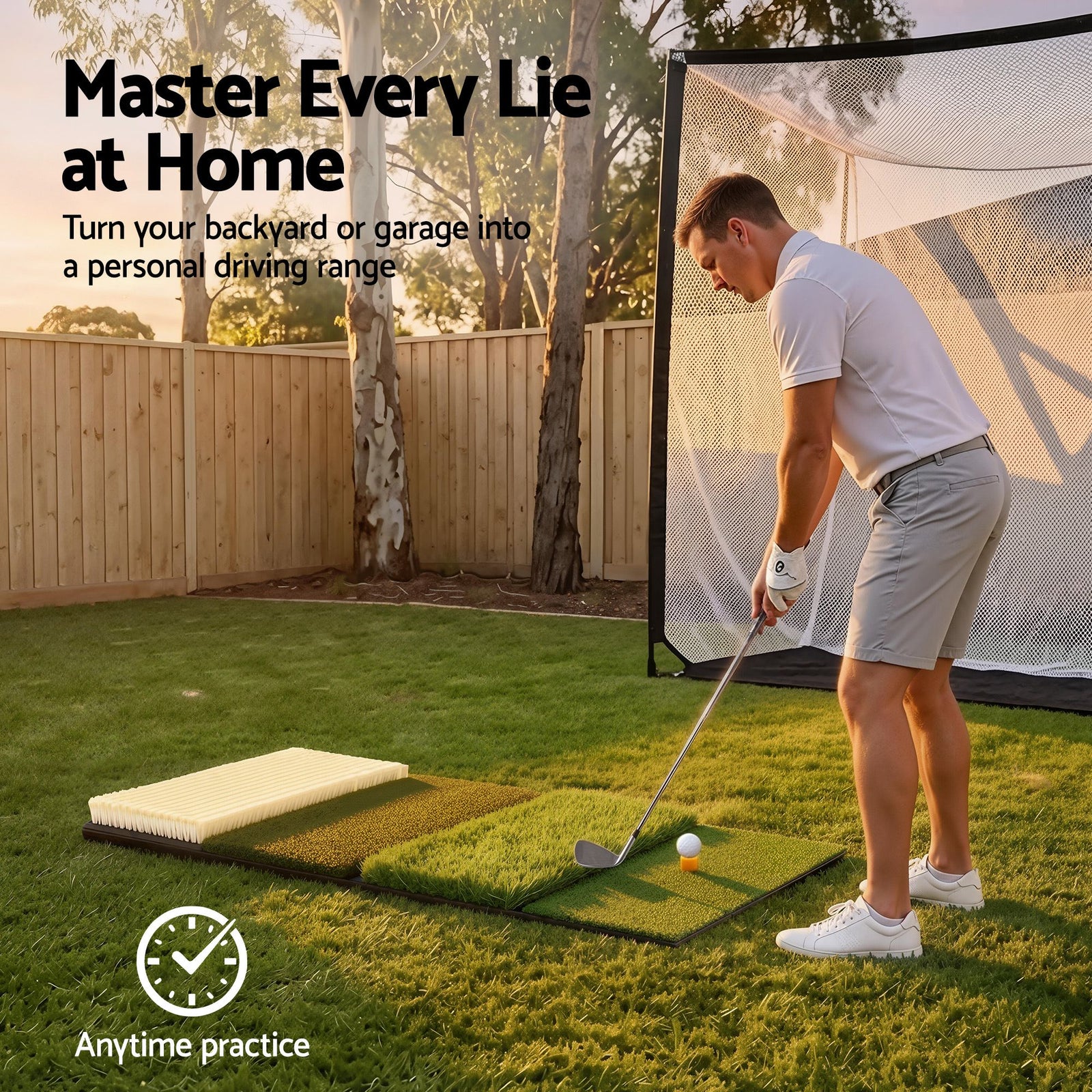 Golf Hitting Mat Practice Turf 4 in 1 Foldable Training Aid Backyard
