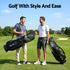 Golf Cart Bag Rolling Buggy Club Organiser Synthetic Leather Black