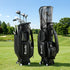 Golf Cart Bag Rolling Buggy Club Organiser Synthetic Leather Black