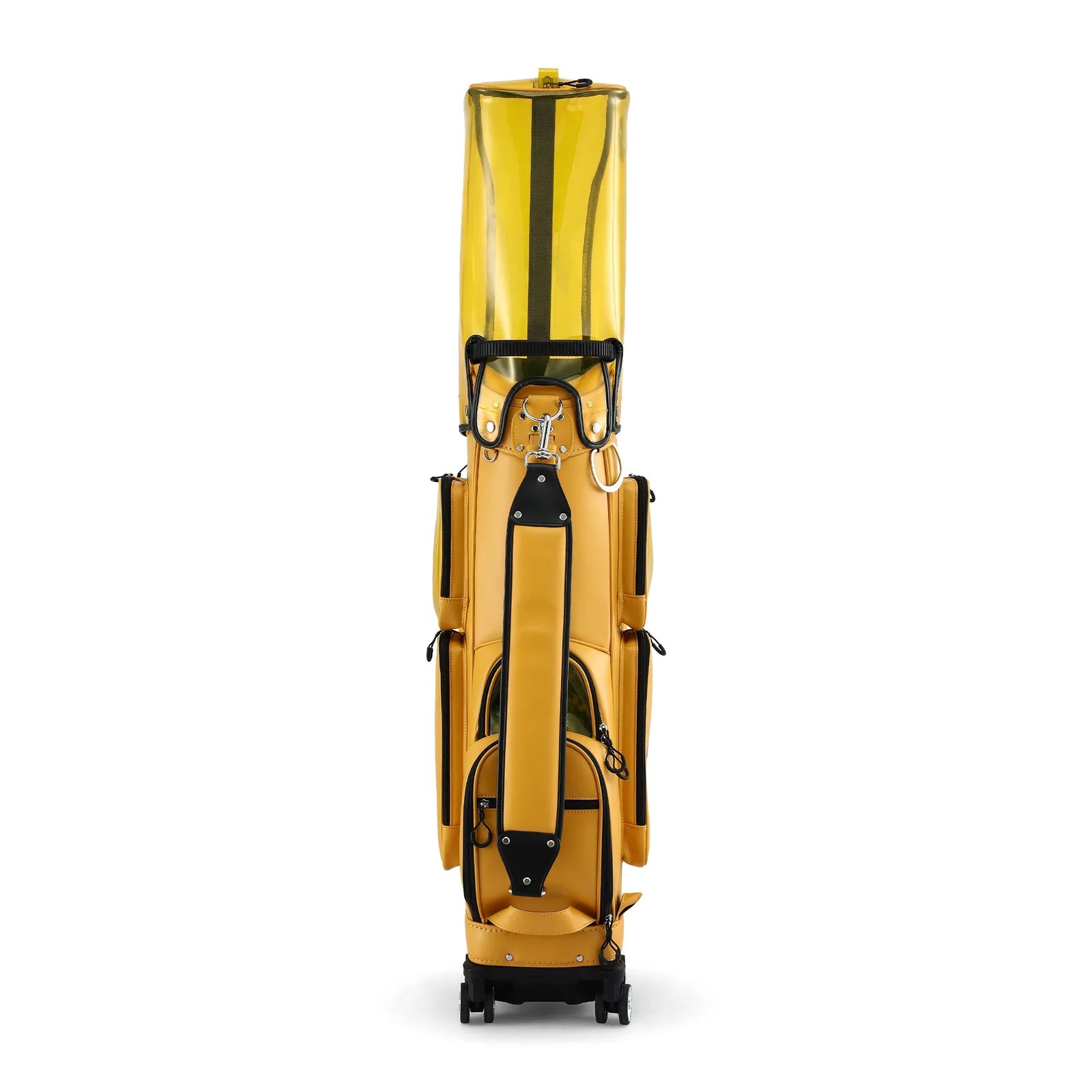 Golf Cart Bag Rolling Buggy Club Organiser Synthetic Leather Yellow