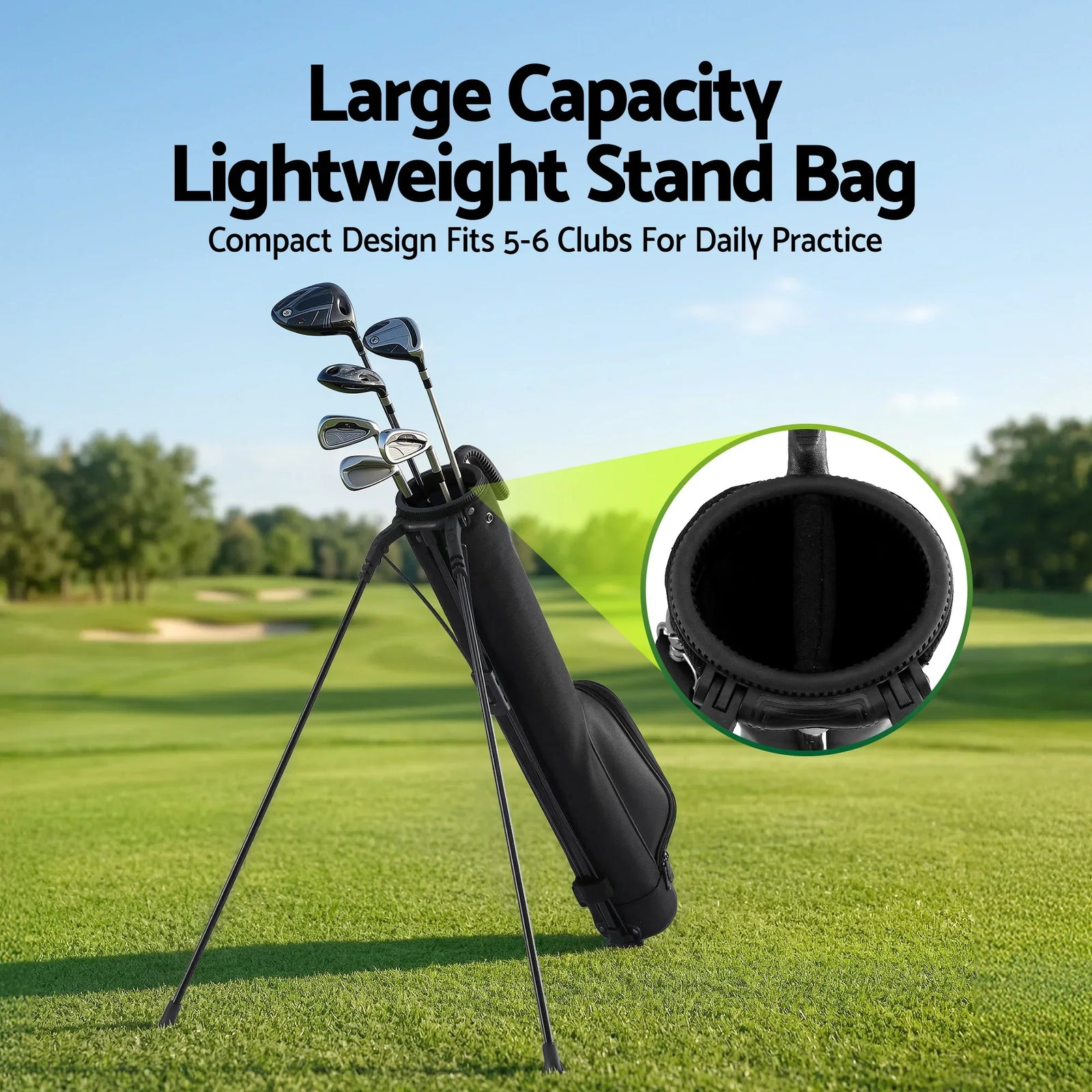 Golf Stand Bag Lightweight Sunday Pitch And Putt Bag Black
