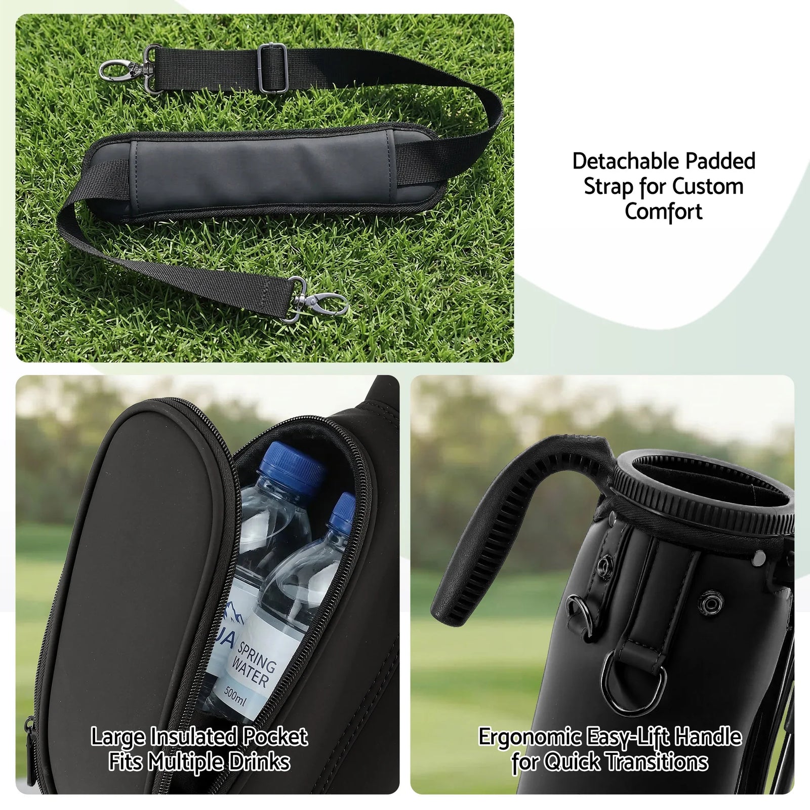 Golf Stand Bag Lightweight Sunday Pitch And Putt Bag Black