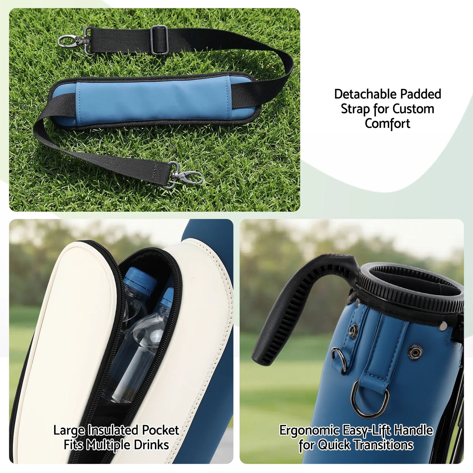 Golf Stand Bag Lightweight Sunday Pitch And Putt Bag Blue