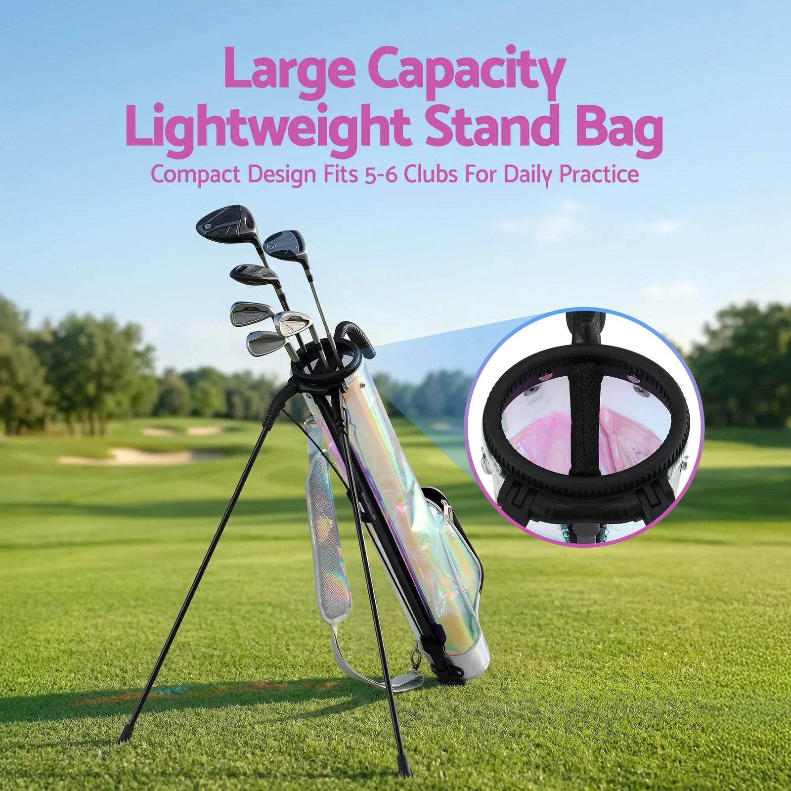 Golf Stand Bag Lightweight Sunday Pitch And Putt Bag Holographic
