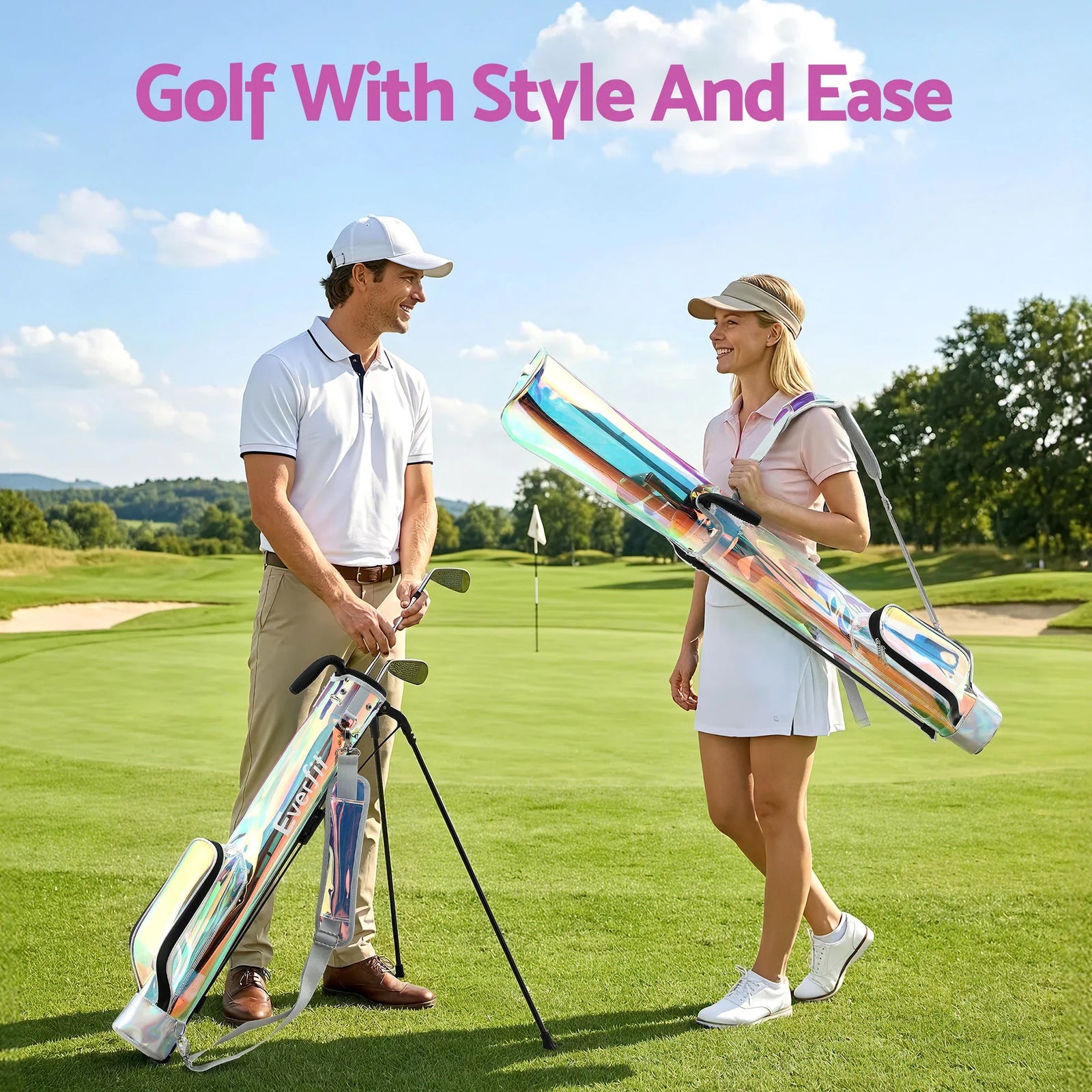 Golf Stand Bag Lightweight Sunday Pitch And Putt Bag Holographic