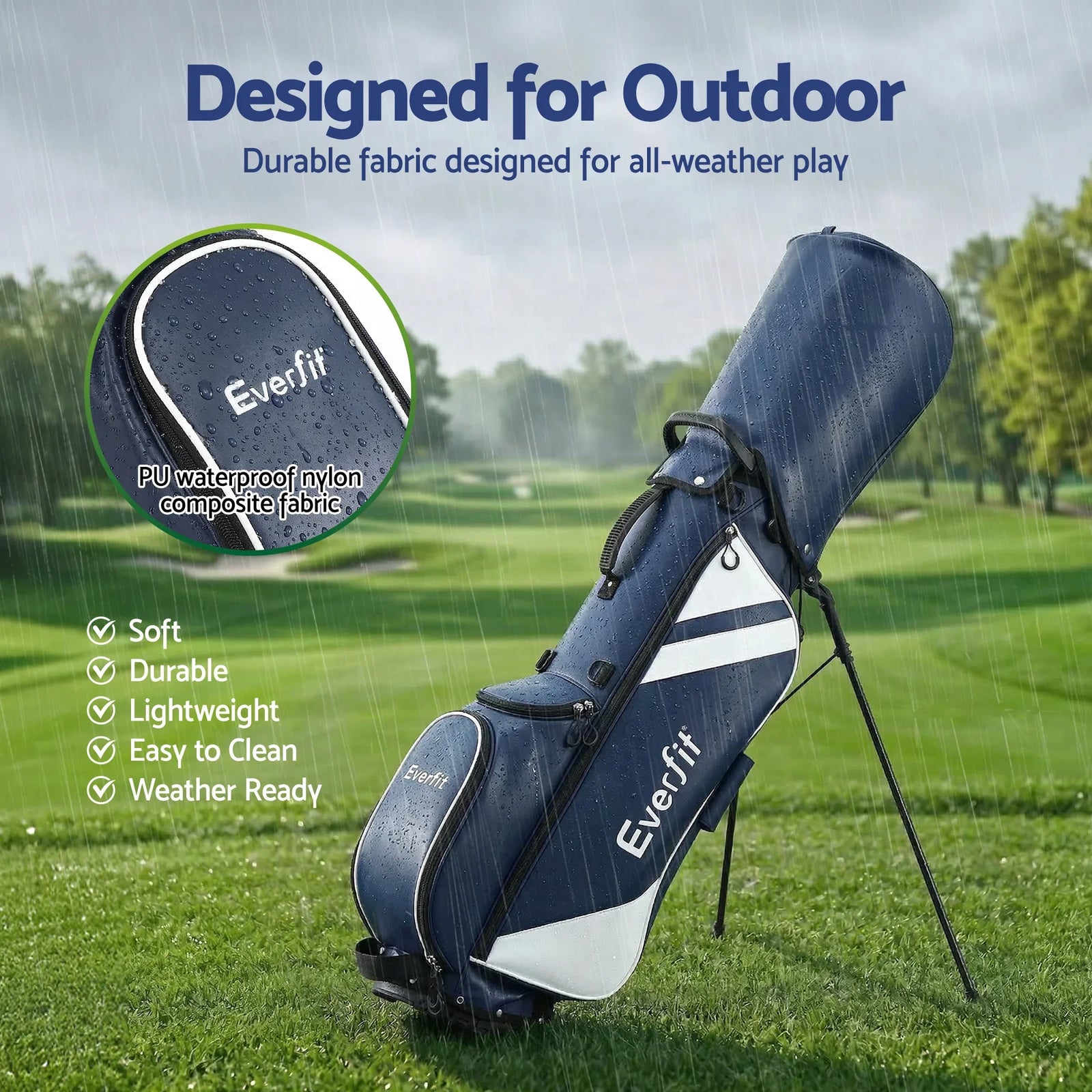 Golf Stand Bag Lightweight Carry Bag Dual Strap Club Divider Blue