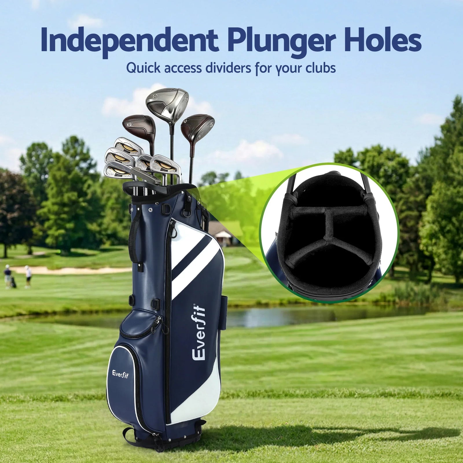 Golf Stand Bag Lightweight Carry Bag Dual Strap Club Divider Blue
