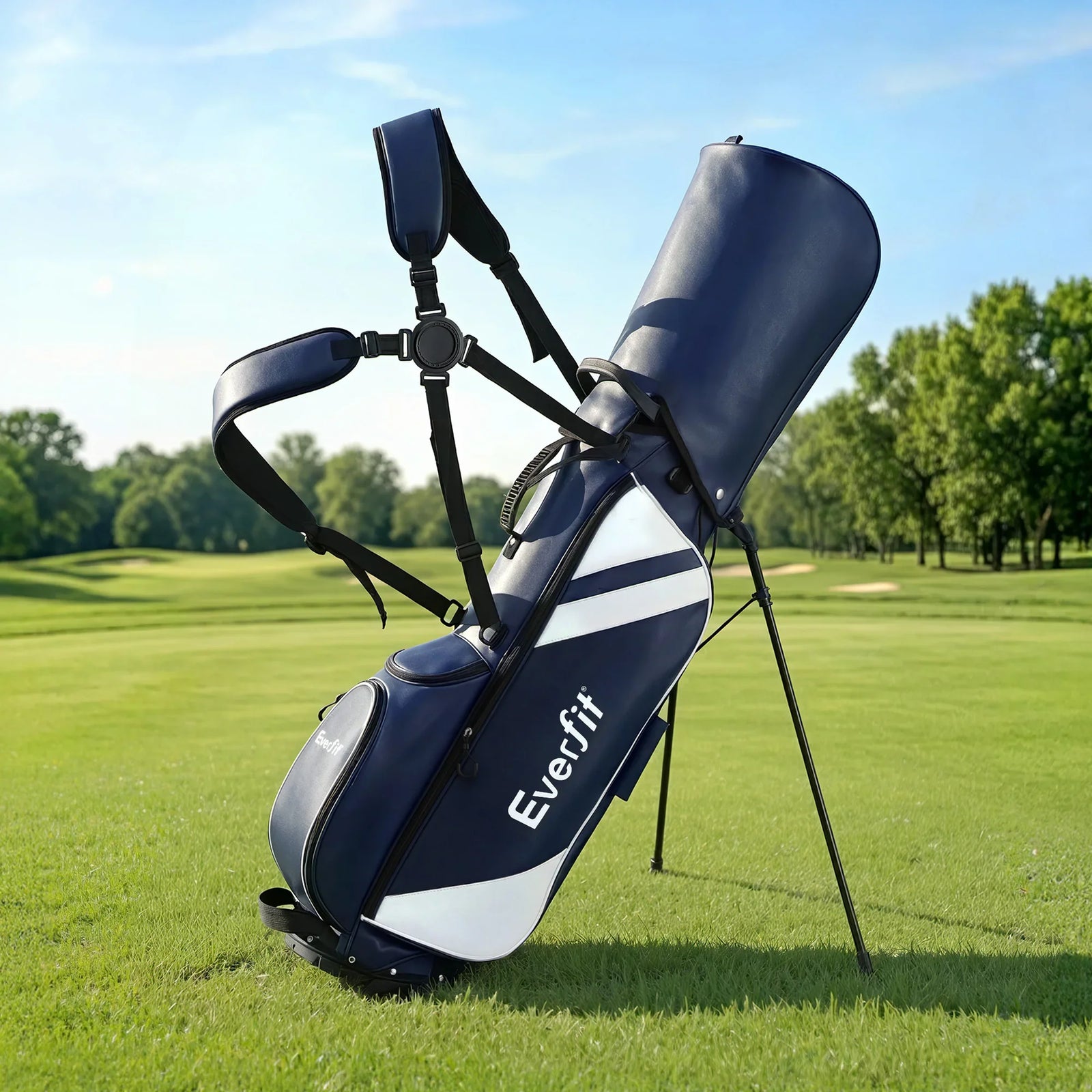 Golf Stand Bag Lightweight Carry Bag Dual Strap Club Divider Blue