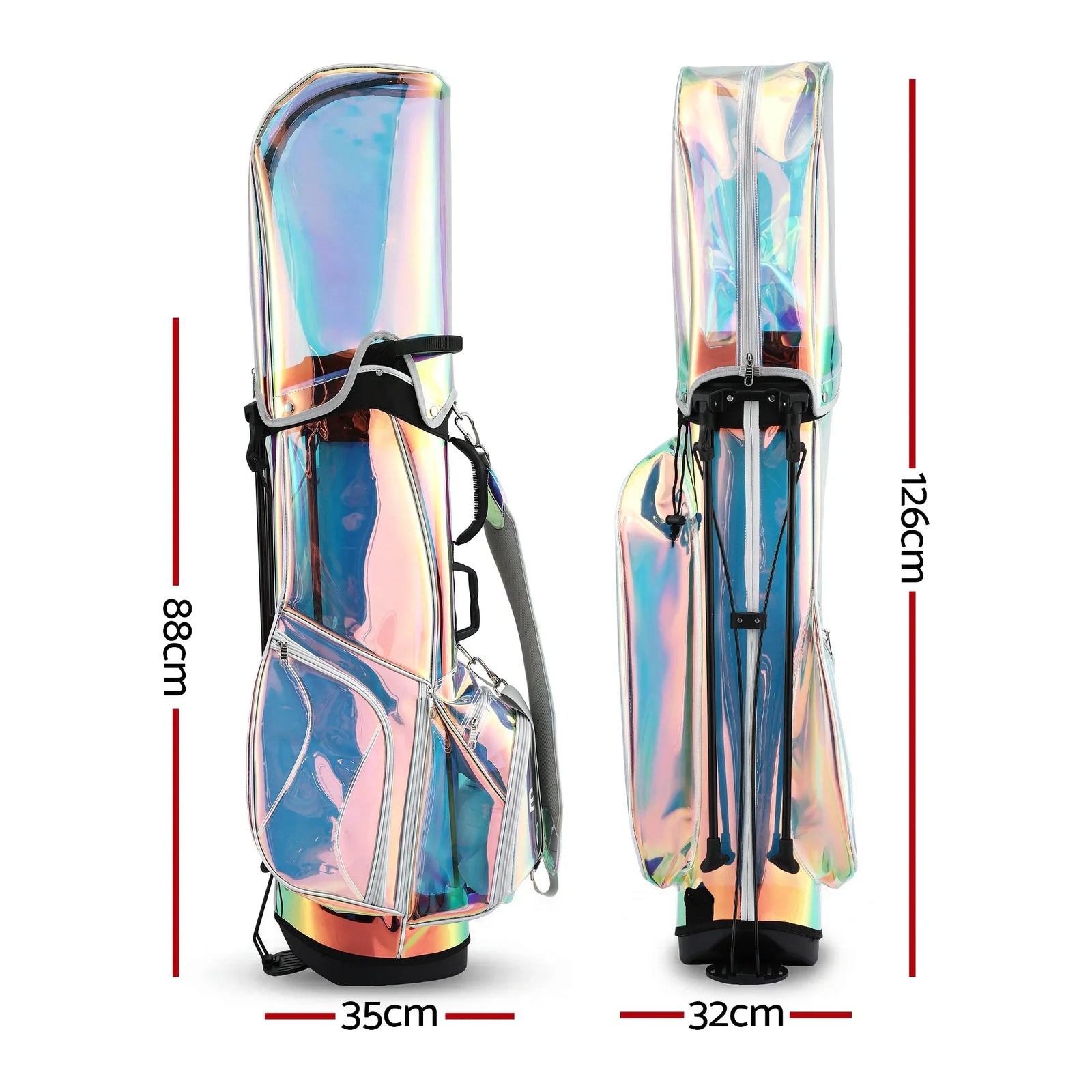 Golf Stand Bag Lightweight Carry Bag Dual Strap Club Divider Holographic