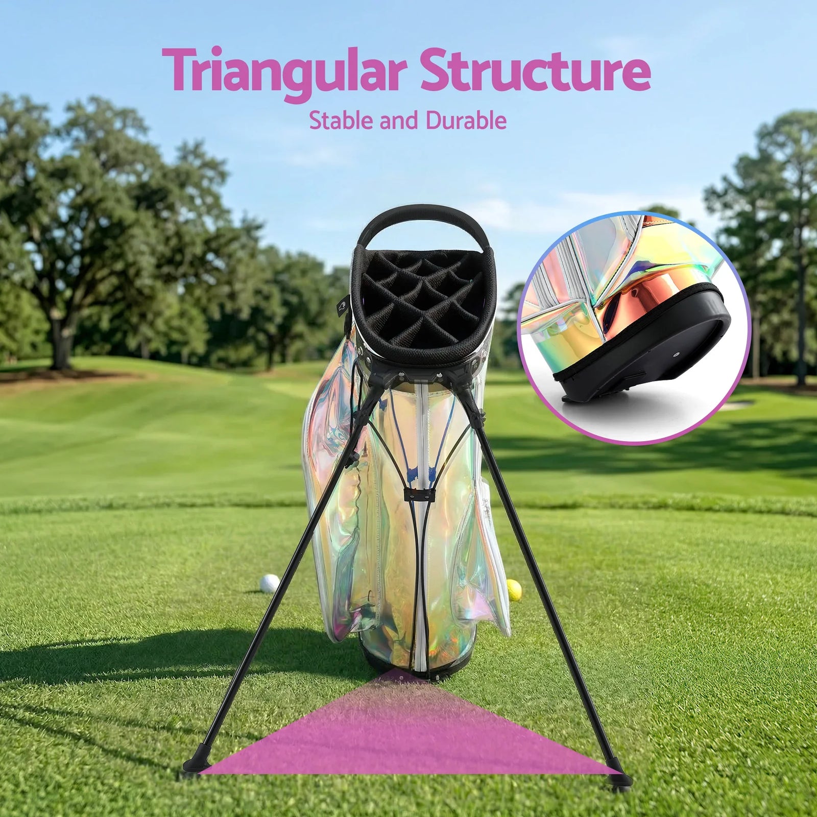 Golf Stand Bag Lightweight Carry Bag Dual Strap Club Divider Holographic