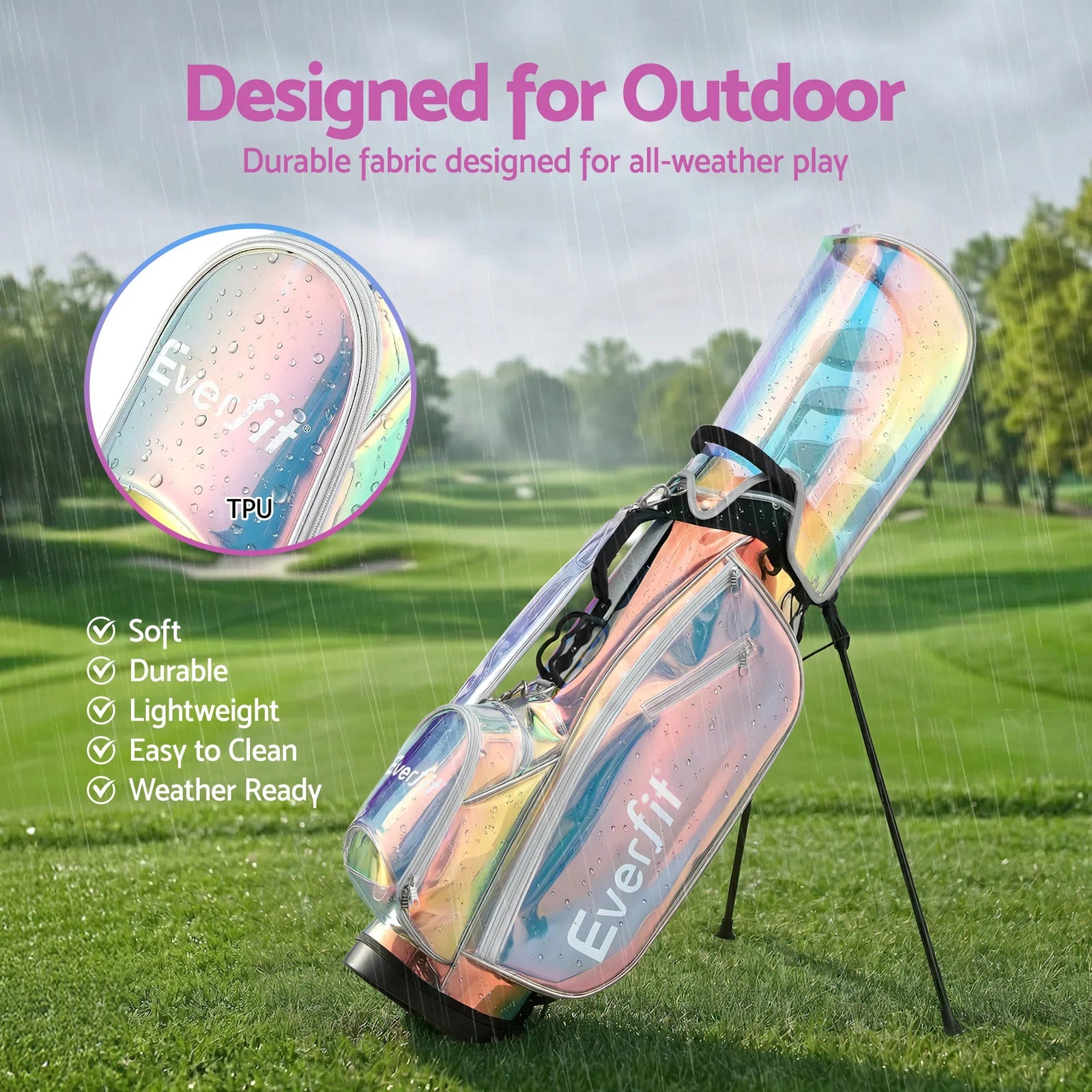 Golf Stand Bag Lightweight Carry Bag Dual Strap Club Divider Holographic