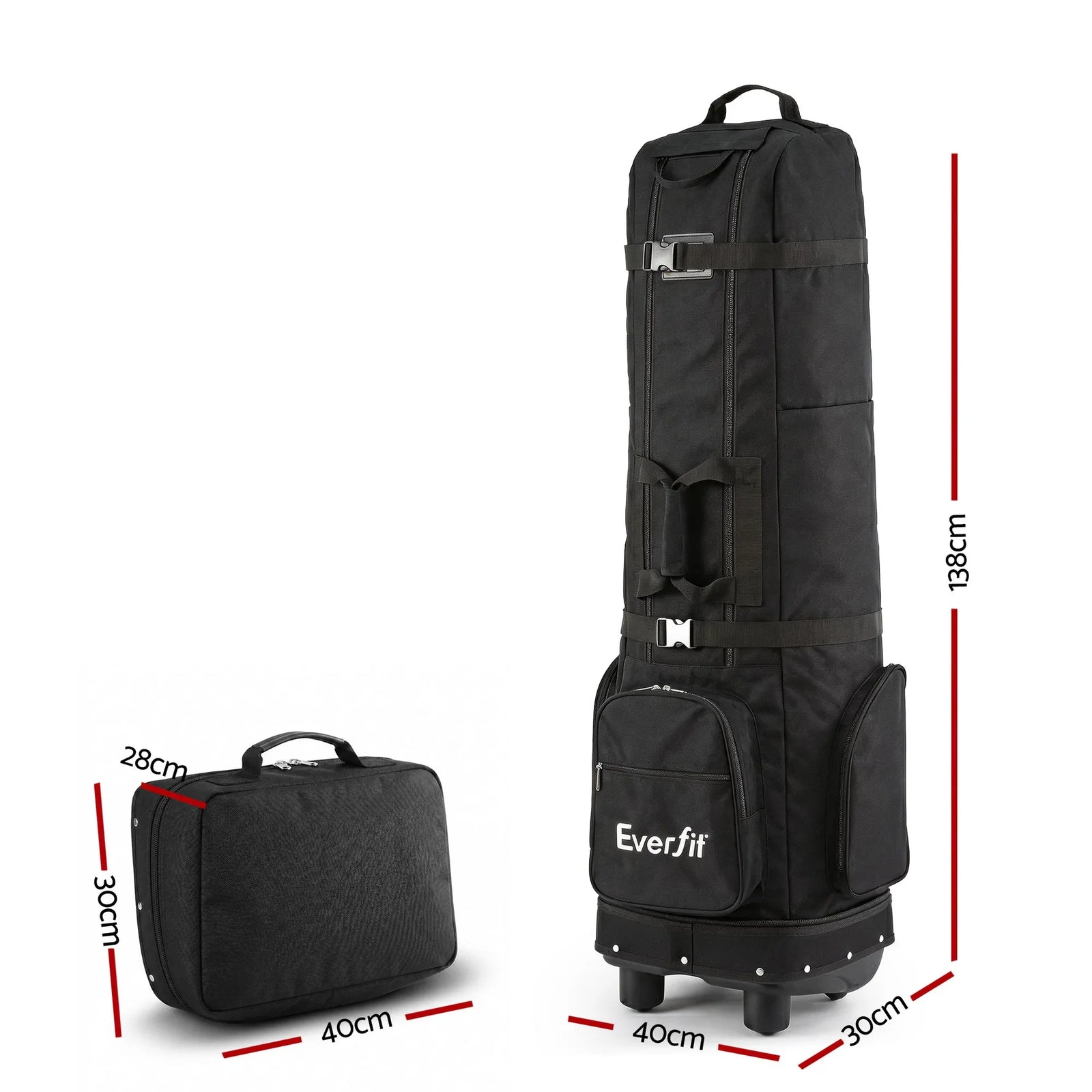 Golf Travel Bag Flight Cover Foldable Soft Case Wheels Black