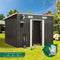 2.38x1.31M Metal Garden Shed with Base Lock Dark Grey Storage