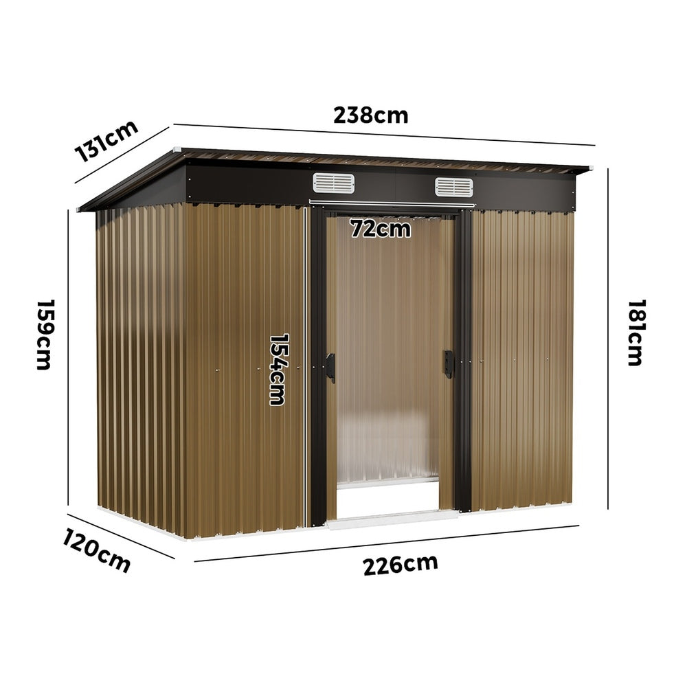 Livsip Garden Shed Outdoor Storage 2.38x1.31M Tool Cabin Steel House