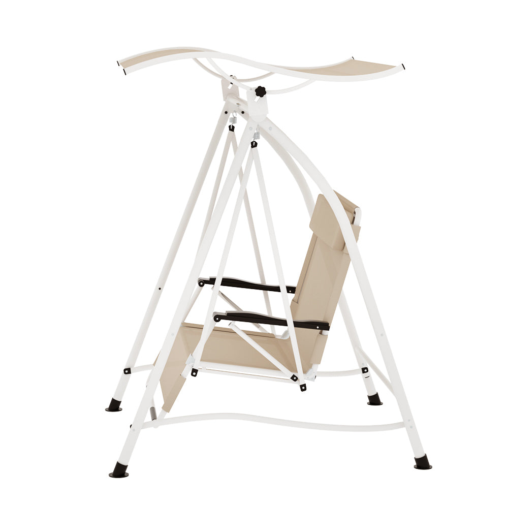 Outdoor Swing Chair Garden Lounger Furniture Canopy 2 Seater Beige