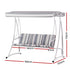Gardeon Outdoor Swing Chair Garden Bench Furniture Canopy 3 Seater White Grey